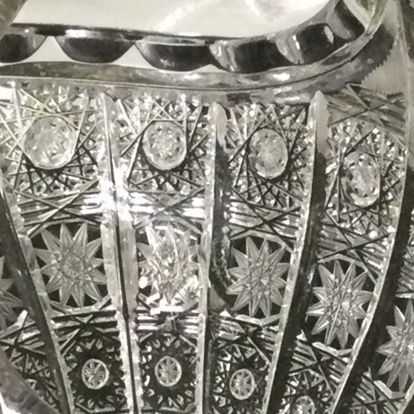 Vintage Bohemian Lead Cut Crystal Clear Glass Basket - Picture 2 of 2